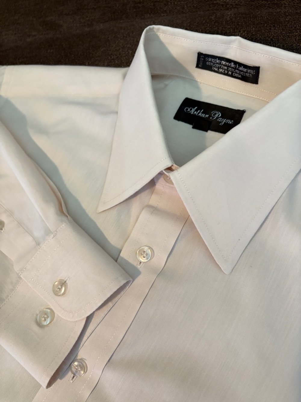 Arthur Payne Classic Men's Long-Sleeve Dress Shirt — Cream Size 15